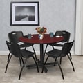 Regency 48-inch Round Laminate Lunch Room Table With 4 M Stacker Chairs, Black (TKB48RNDMH47BK)