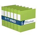 Davis Group Premium Economy 2 3-Ring Non-View Binders, D-Ring, Lime Green, 6/Pack (2304-24-06)