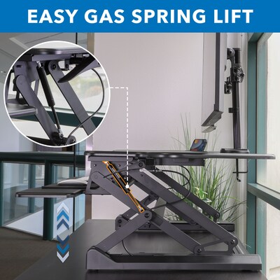 Mount-It! 47" W Manual Adjustable Standing Desk Converter with Dual Monitor Mount, Black (MI-8052)