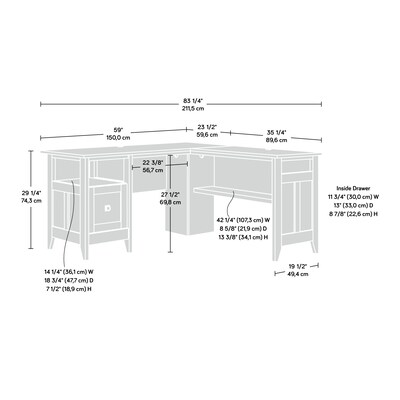 Sauder August Hill 59"W L-Shaped Home Office Desk, Mystic Oak (430757)