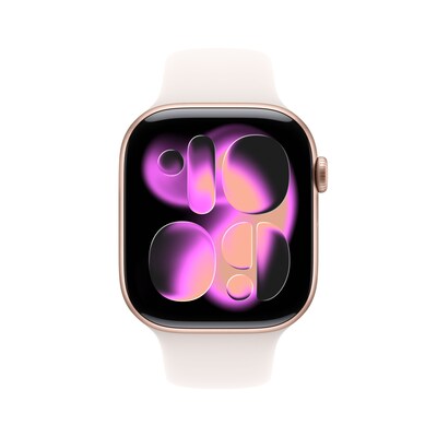 Apple Watch Series 11 GPS + Cellular Smartwatch, 46mm, Rose Gold Aluminum Case, Light Blush Sport Band, Medium/Large (MFCJ4LW/A)