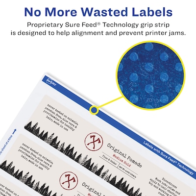 Avery Laser/Inkjet Rectangle Waterproof Multipurpose Labels, 7.75"  x 1.75", White, 250/Box (94232)