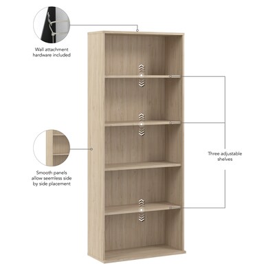 Bush Business Furniture Hustle Tall 5 Shelf Bookcase, Natural Elm (HUB230NE)