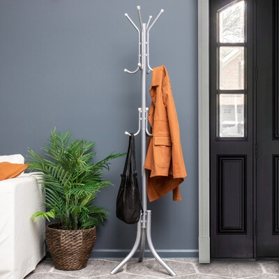 Mind Reader 69" x 18" Coat Rack, Silver, Metal (COATRACK11-SIL)