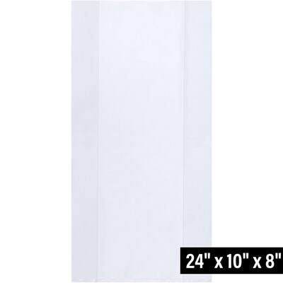 24 x 10 Gusseted Poly Bag, 1 Mil, Clear, 1000/Carton (PB1398)