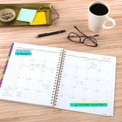 2026-2027 AT-A-GLANCE BADGE Floral 8.5" x 11" Academic Weekly & Monthly Planner, Plastic Cover, Multicolor (1791-905A-27)