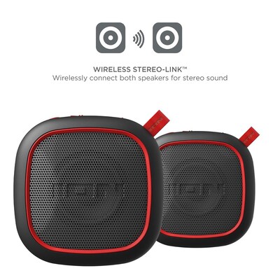 ION Magnet Rocker Wireless Bluetooth Portable Speakers, Water Resistant, Black, 2/Pack (MAGROCKER2P)