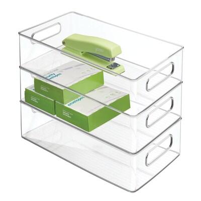 iDESIGN Medium Stackable Plastic Storage Bin, Clear, 3/Pack (70530M3)