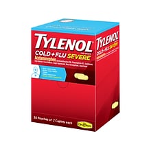 Tylenol Cold + Flu Severe Acetaminophen Caplet, 2/Pouch, 30 Pouches/Box (64568)