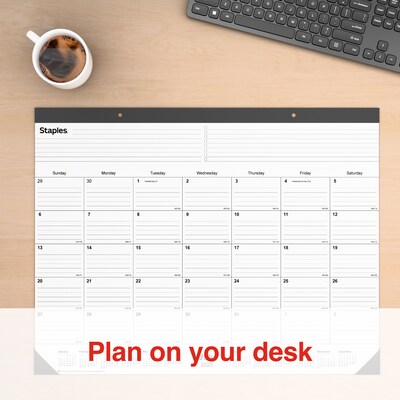 2025-2026 Staples 22" x 17" Academic Monthly Desk Pad Calendar, Black (ST12952-25)