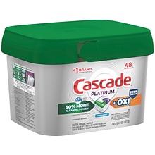 Cascade Platinum ActionPacs + Oxi Dishwashing Detergent Pods, Fresh Scent, 48 Pods/Box (3700027425)