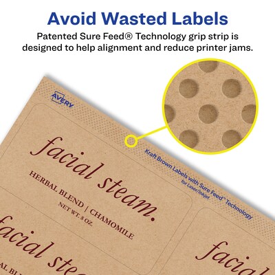 Avery Rectangle Labels, 2" x 3", Kraft Brown, 400 Labels/Box (94237)