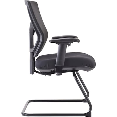 Lorell Conjure Fabric & Mesh Mid-Back Guest Chair with Adjustable Arms, Black (LLR62009)