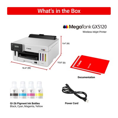 Canon Maxify GX5120 Wireless Color Print Only Megatank Inkjet Printer, Best for Home Office (6884C002AA)