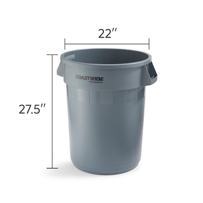 Coastwide Professional™ Plastic Trash Can with no Lid, Gray, 32 Gal. (CW50716)