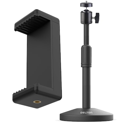 Delton T301 Webcam Stand with Phone Clip Holder Tray, Black (DCT301KT)