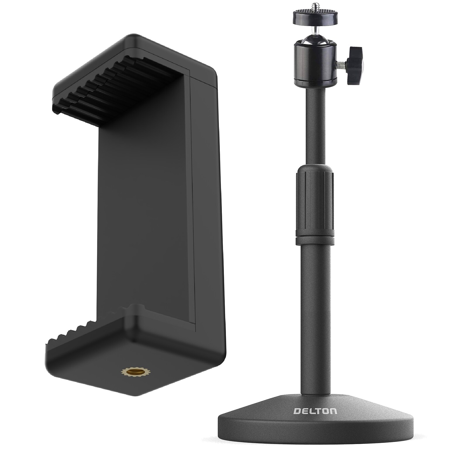 Delton T301 Webcam Stand with Phone Clip Holder Tray, Black (DCT301KT)