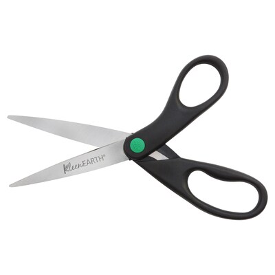 Westcott KleenEarth 8 Stainless Steel Standard Scissors, Pointed Tip, Black (41418/13039)