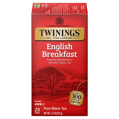 Twinings of London English Breakfast Tea Bags, 25/Box (TNA51726)