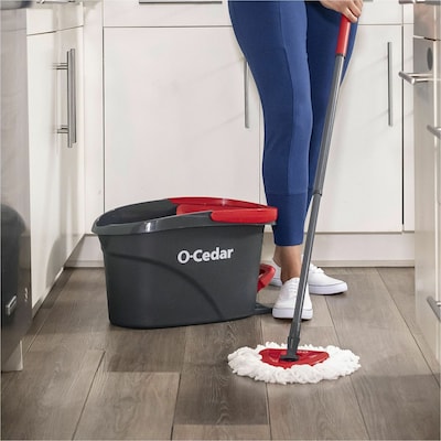 O-Cedar EasyWring Spin Mop & Bucket Kit, Black/Red (148473)