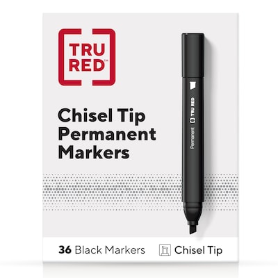 TRU RED™ Tank Permanent Markers, Chisel Tip, Black, 36/Pack (TR54544)