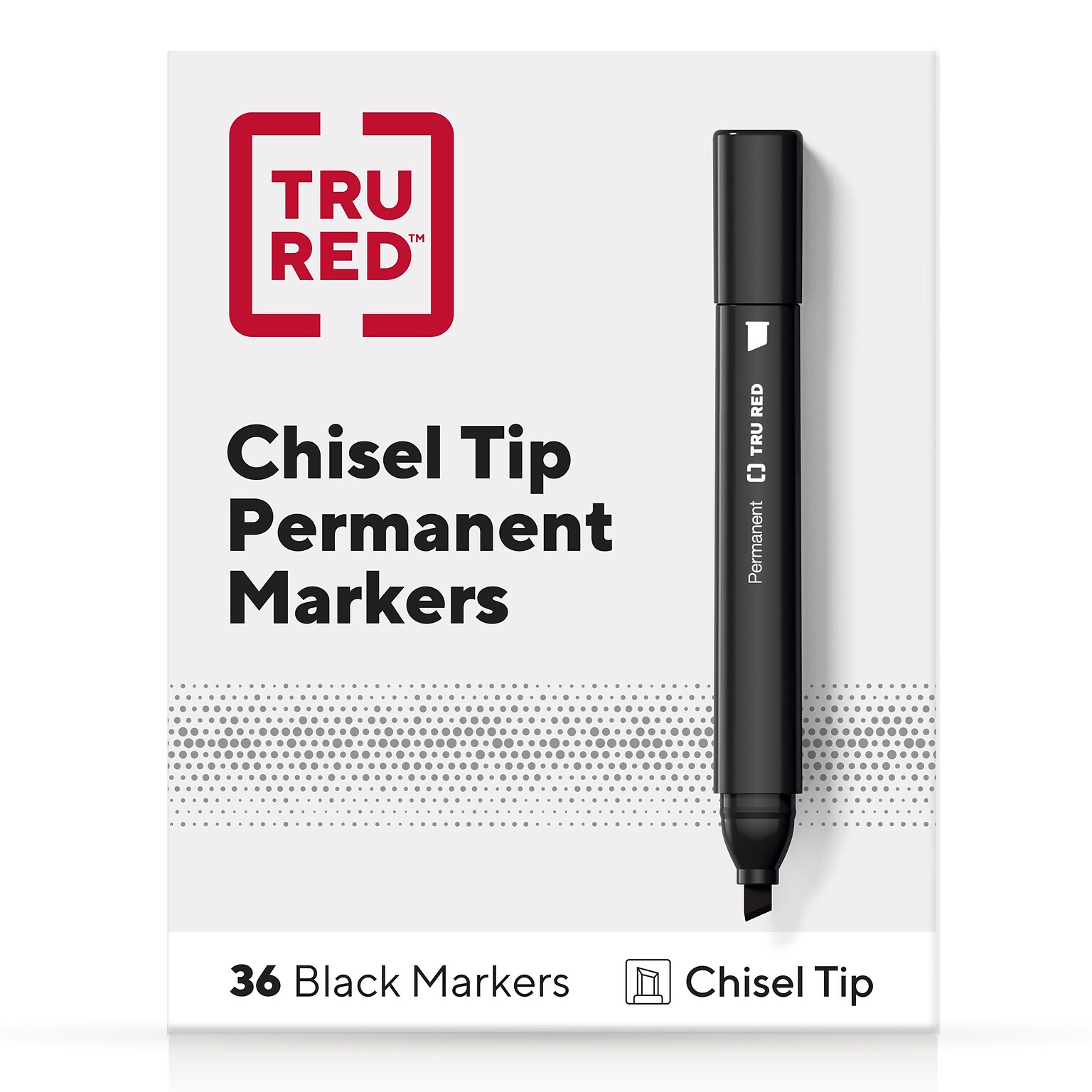 TRU RED™ Tank Permanent Markers, Chisel Tip, Black, 36/Pack (TR54544)