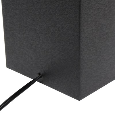 Lalia Home Lexington 21" Leather Base Modern Home Décor Bedside Table Lamp, White Rectangular Fabric Shade, Black (LHT-3008-BK)