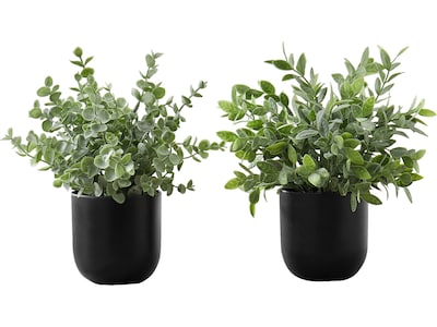 Monarch Specialties Inc. Eucalyptus and Grass in Pots, 2/Pack (I 9580)