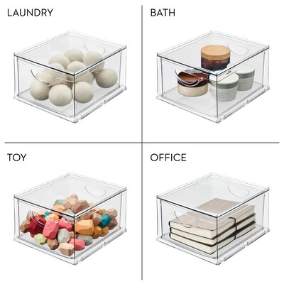 iDESIGN Small Stackable Plastic Storage Bin, Clear (80009)