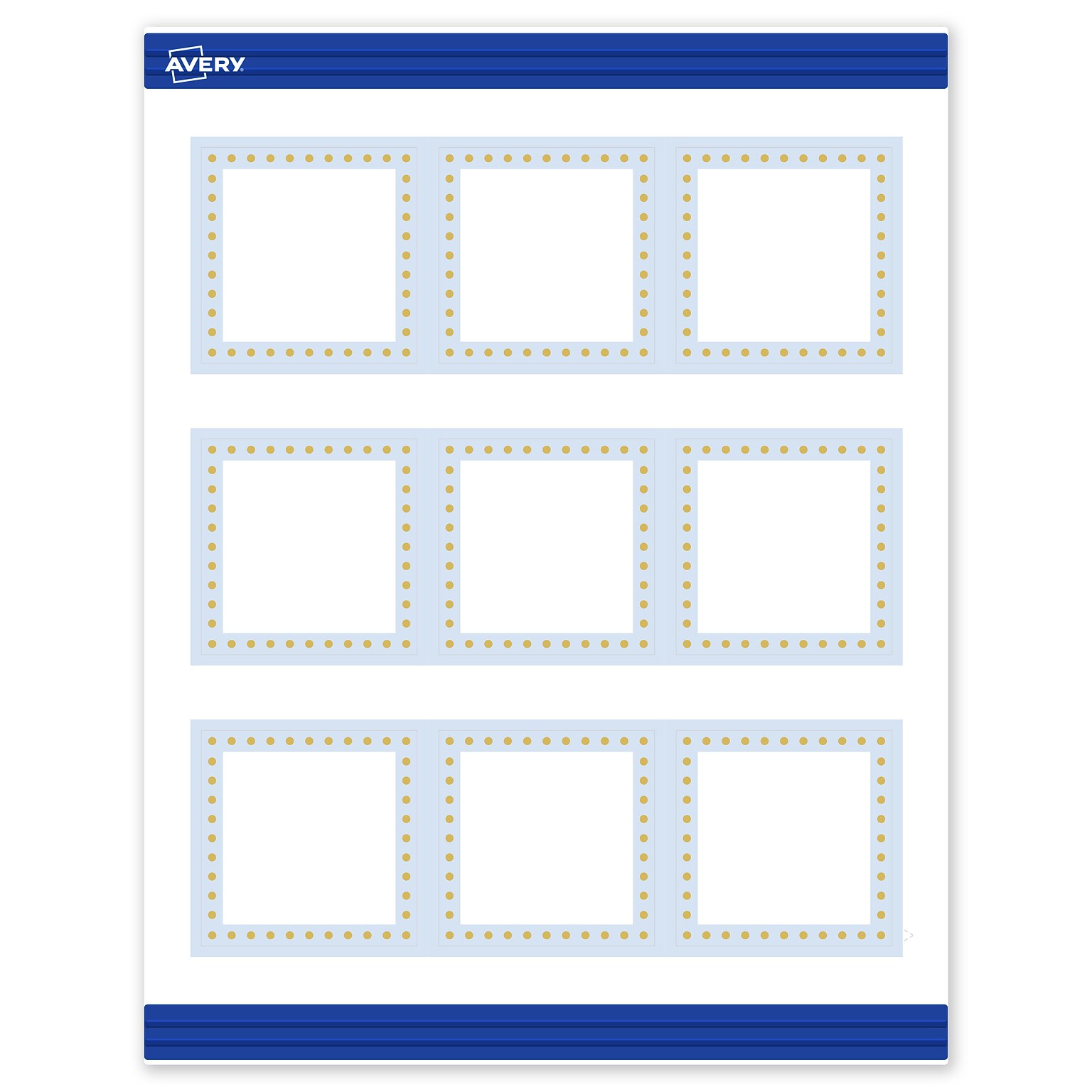 Avery Gold Dots with Blue Border Matte Blank Card, White, 90/Pack (S00-DMK)