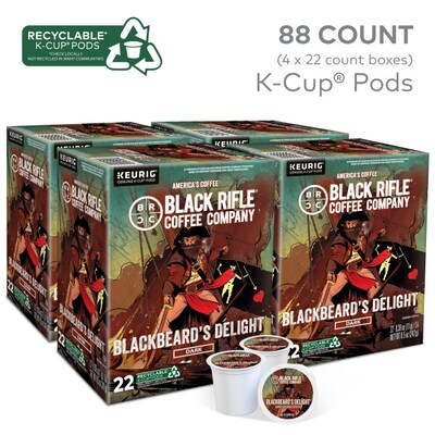 Black Rifle Coffee Company, Blackbeard’s Delight, Single Serve Keurig K-Cup Pods, Dark Roast Coffee, 88 Count (4 Packs of 22)