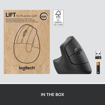 Logitech Lift Left for Business Wireless Left-Handed Vertical Ergonomic Mouse, Graphite (910-006492)