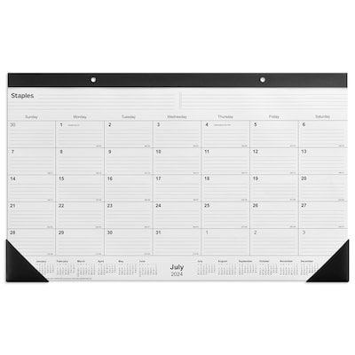 2024-2025 Staples 18 x 11 Academic Monthly Desk Pad Calendar, Black (ST17004-23)