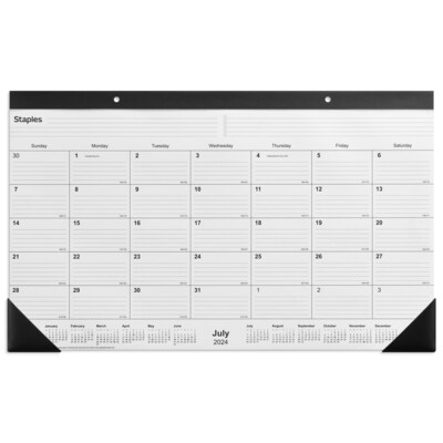 2024-2025 Staples 18" x 11" Academic Monthly Desk Pad Calendar, Black (ST17004-23)