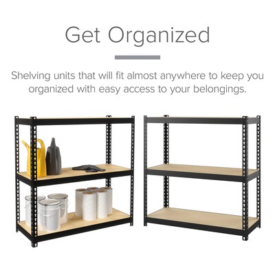 Space Solutions 1000 Riveted Steel Shelving 3-Shelf Unit, 12" x 30" x 30", Black (22539)