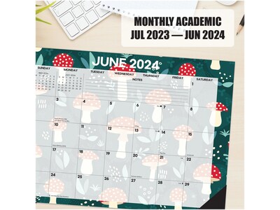2023-2024 Willow Creek Mad for Mushroom 17 x 12 Academic Monthly Desk Pad Calendar, Green/Red (371