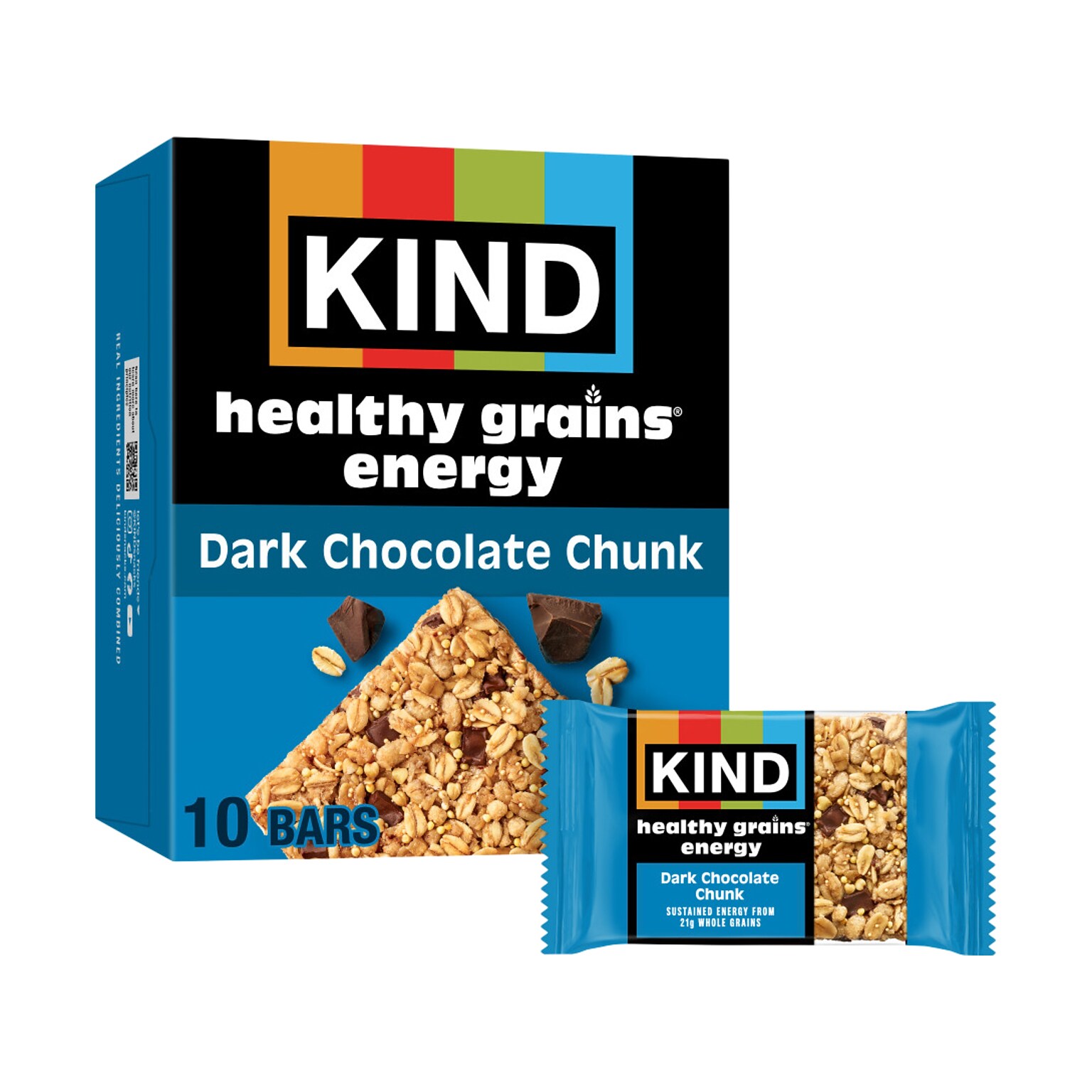 KIND Healthy Grains Gluten Free Dark Chocolate Chunk Energy Bar, 1.4 oz., 10 Bars/Box (67074)