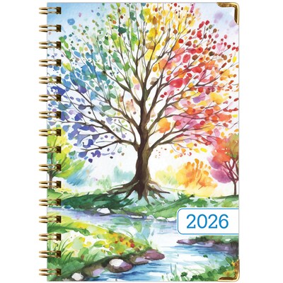 2026 Global Printed Products 5.5" x 8" Weekly & Monthly Planner, Paperboard Cover, Tree Seasons (FSHN-CY26-58-20)