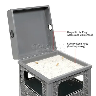 Global Industrial Stone Panel Trash Weather Urn, 24 Gallon Capacity, 17-1/2"W x 17-1/2"D x 36"H, Gray (238241GY)