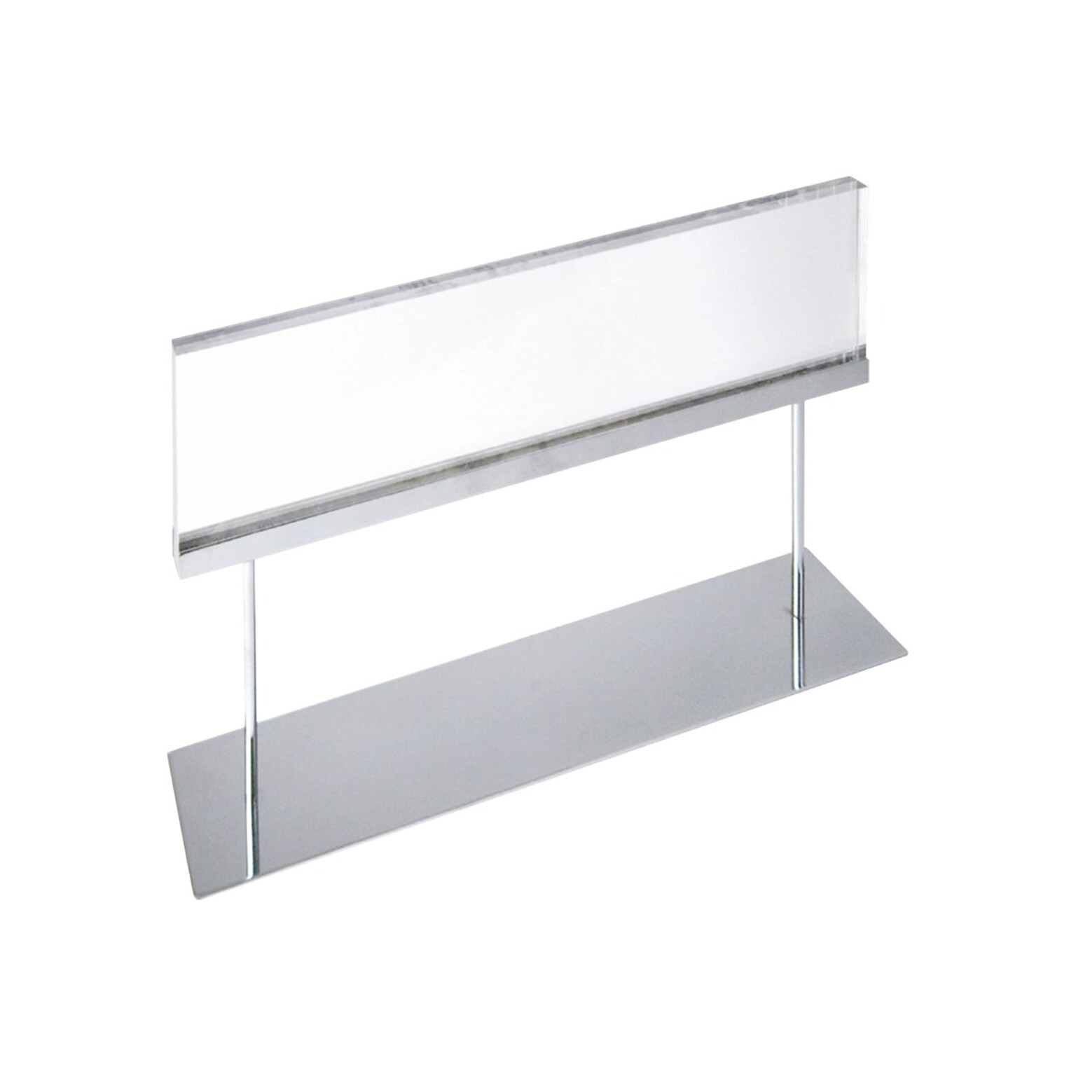 Azar Sign Holder, 22 x 6, Horizontal, Clear/Chrome Acrylic (104568)
