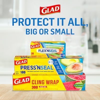 Glad Press'n Seal Plastic Food Wrap, 70 Sq. Ft. Roll, 12 Boxes/Carton (70441)