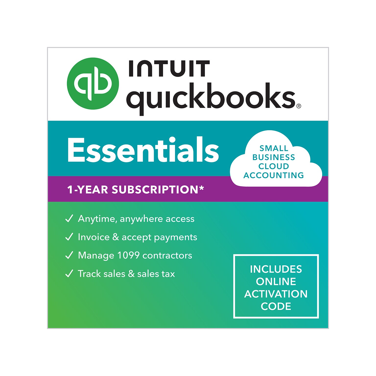 QuickBooks Online Essentials 2024 1-Year Subscription, for 3 Users, Windows/Mac, Download (5102310)