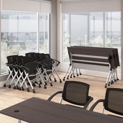 Bush Business Furniture Envision 60"W Foldable Training Room Table with 2 Chairs, Storm Gray (NVS001SG)