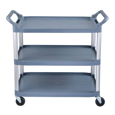 Luxor 3-Shelf Serving Cart, Gray/Aluminum (SC13-G)