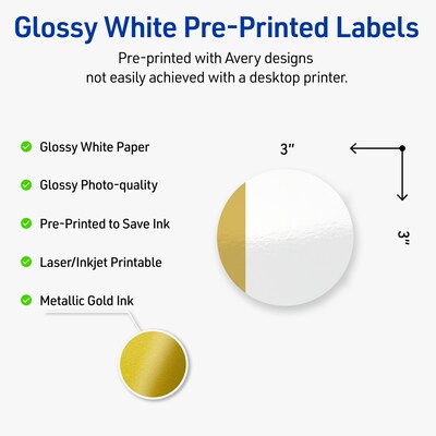 Avery Laser/Inkjet Circle Multipurpose Labels, 3 Dia., White, 60/Pack (S00-DJN)