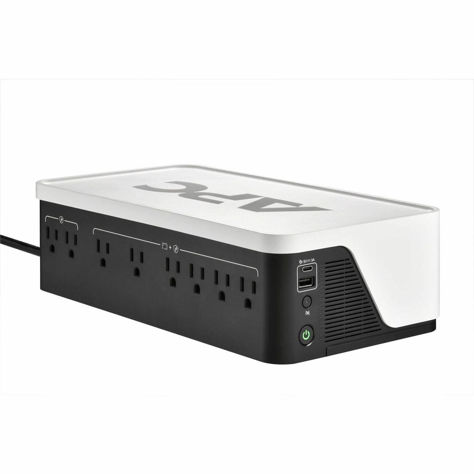 APC UPS Battery Backup, 1050VA UPS with 6 Backup Battery Outlets, USB Type-C, White (BE1050G3)
