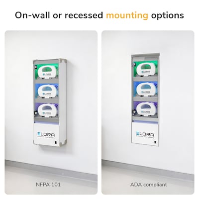 Mount-It! Elora 3-Battery Wall Charging Cabinet for MedHub Cart Batteries with Smart LED Indicators and UV Technology (MI-16059)
