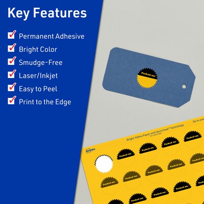 Avery Starburst Laser/Inkjet Multipurpose Labels, 1, Bright Yellow (480/Pack)
