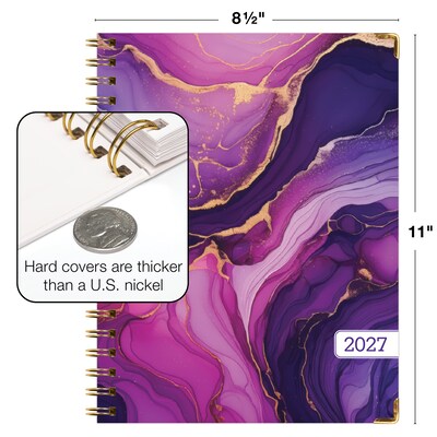 2027 Excello Brands 9" x 11" Weekly & Monthly Standard Planner, Paperboard Cover, Pink Purple Marble (FSHN-CY27-8511-22)