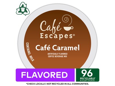 Cafe Escapes Cafe Caramel Coffee Keurig K Cup Pod 96 Carton GMT6813CT Quill